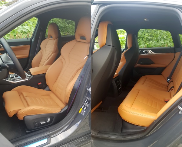 BMW i4 M50 ön ve arka koltuklarındaki yaşam alanı