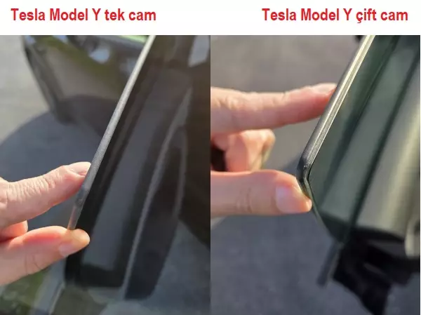 Tesla Model Y akustik çift cam